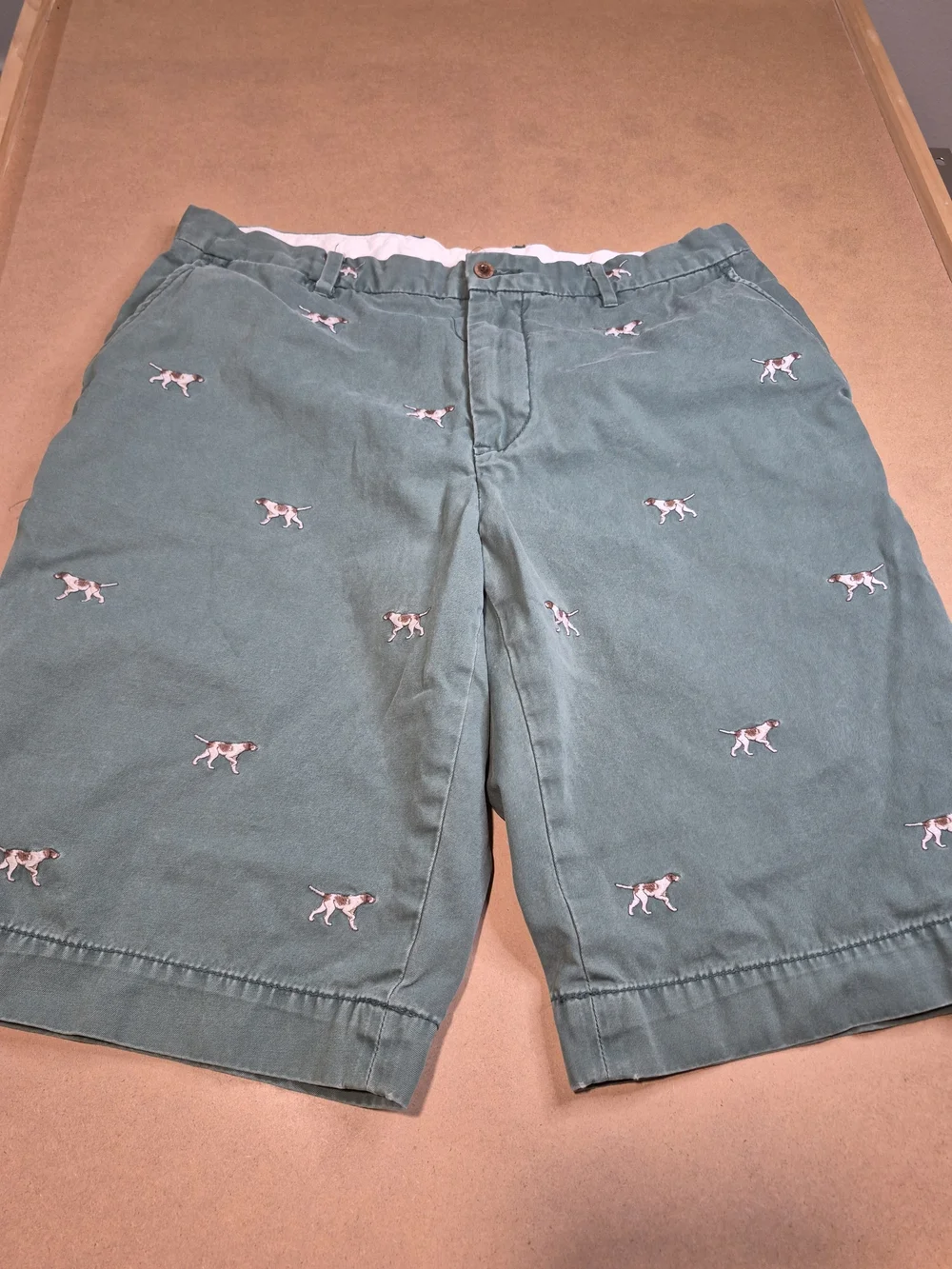 Polo by Ralph Lauren Green Chino Shorts with Embroidered Dogs